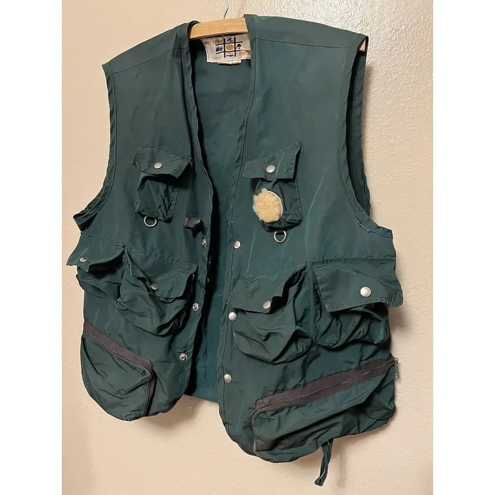 Vtg Western Trails Hunting‎ Fishing Outdoor Vest Green Bend OR Pockets Men's L